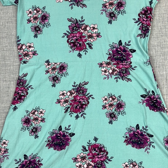 Ultra Flirt Turquoise & Purple Floral Skater Dress Juniors Size Small - Picture 4 of 6